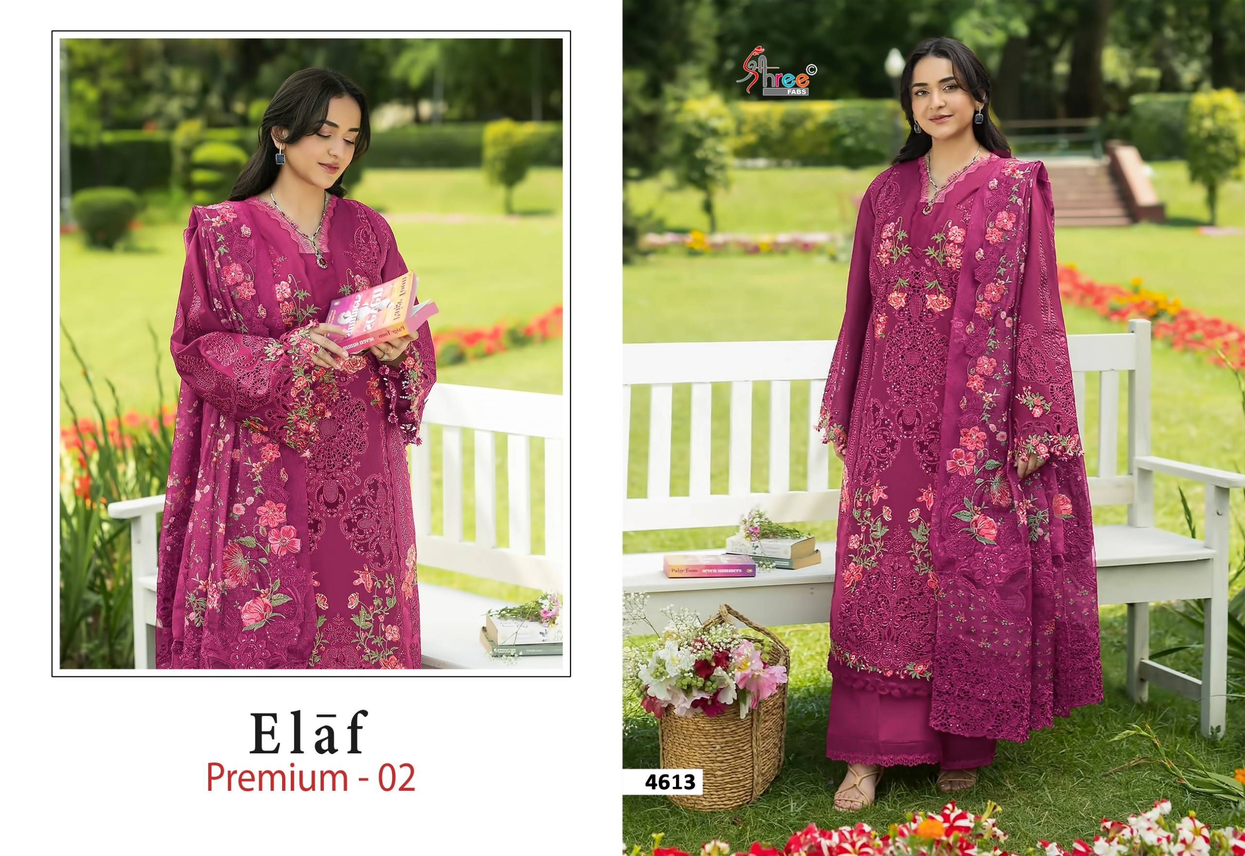 ELAF PREMIUM-02 By Shree fabs 4611 To 4616 Series Beautiful Festive Suits Stylish Fancy Colorful Ethnic Wear Pure Cotton Print Dresses At Wholesale Price